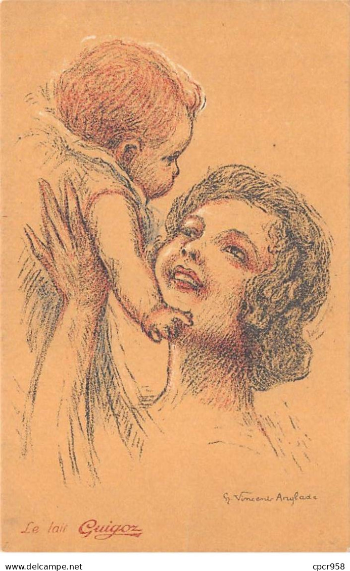 Publicité - N°90029 - Le Lait Guigoz - Vincent Anglade - Jeune Femme Avec Son Bébé - Werbepostkarten