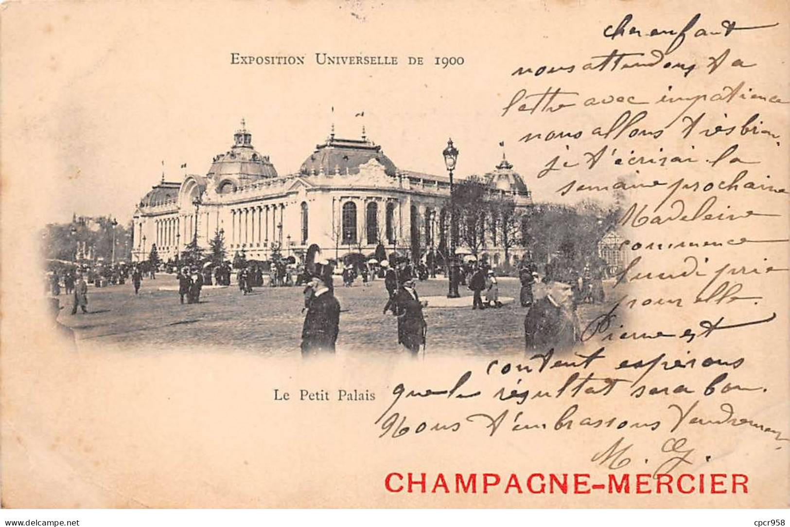 Publicité - N°90055 - Champagne Mercier - Exposition Universelle De 1900 - Le Petit Palais - Publicidad