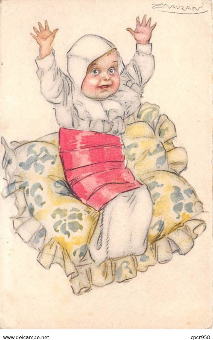 Illustrateur - N°89841 - L.A. Mauzan - Bébé Assis Sur Un Coussin - Mauzan, L.A.