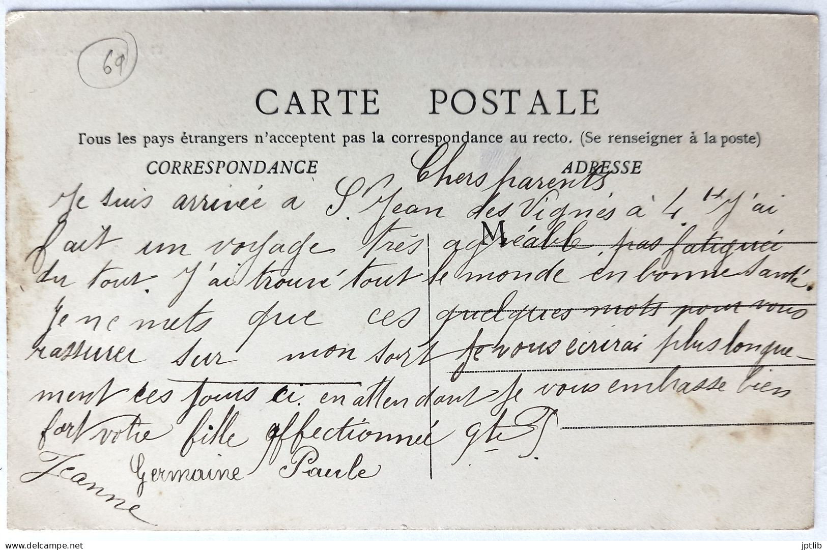 CPA Carte Postale / 69 Rhône, St Ou Saint-Jean-des-Vignes / F. / St-Jean-des-Vignes. - Sonstige & Ohne Zuordnung