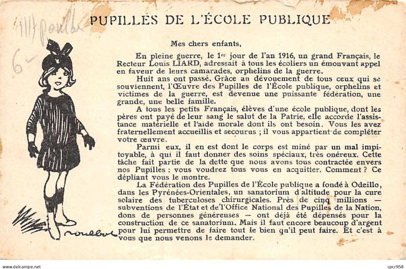 Illustrateur - N°89766 - F. Poulbot - Il Lui Faut Sans Tarder ... - Pupilles De L'école Publique - Poupée - Poulbot, F.