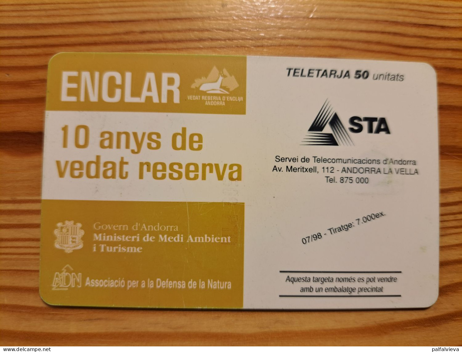 Phonecard Andorra - Vedat Reserva D'Enclar - Andorra