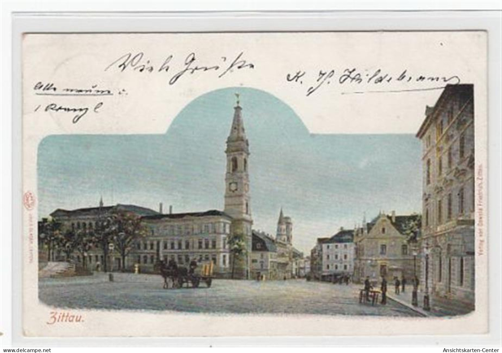 39084505 - Zittau. Partie Am Markt Gelaufen, 1901. Ecken Mit Albumabdruecken, Leichter Stempeldurchdruck, Sonst Gut Erh - Zittau