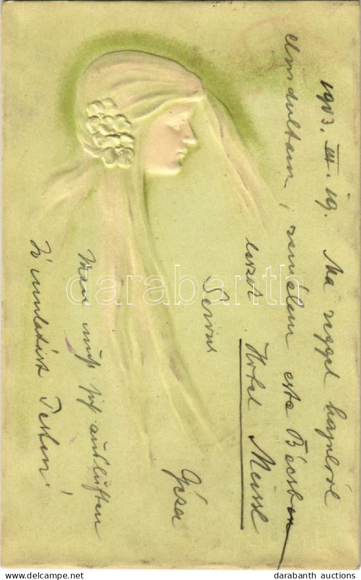 T2 1903 Dombornyomott Szecessziós Művészlap / Art Nouveau Embossed Art Postcard. B.R.W. 417. - Non Classés