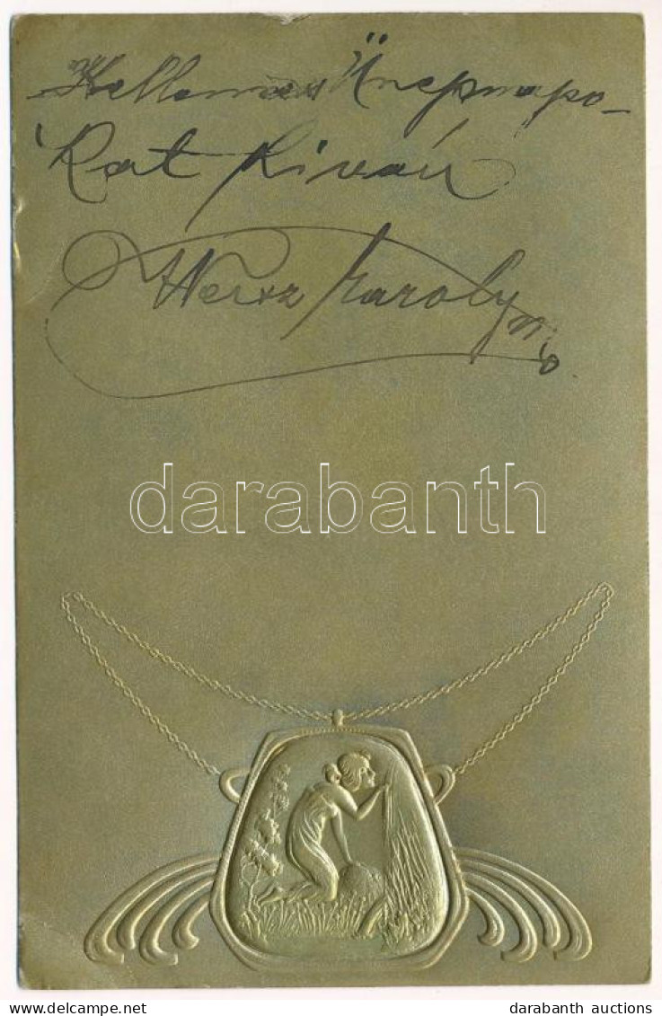 * T2/T3 Arany Dombornyomott Szecessziós Művészlap / Art Nouveau Embossed Golden Art Postcard (EK) - Unclassified