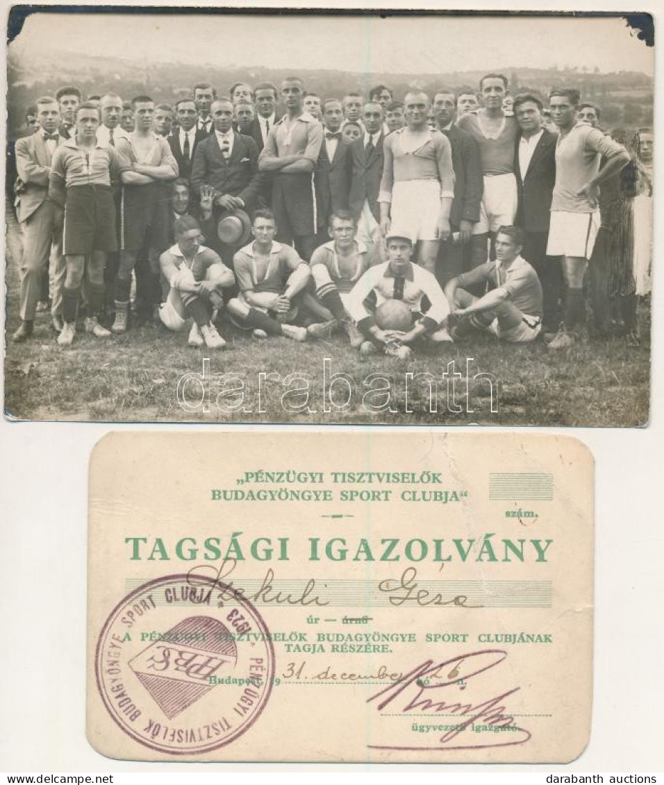 * Budagyöngye Sport Club Pénzügyőr Foci Csapata, Labdarúgók + Tagsági Igazolvány / Hungarian Football Team, Sport. Photo - Unclassified