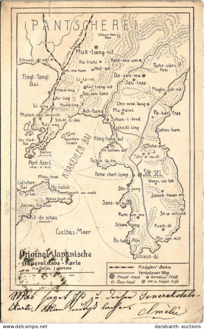 T3 1904 Original Japanische, Generalstabs - Karte. Pantschere, Krakehler-Bai, Gelber Meer / Korea Map, Korea Bay (tear) - Non Classés