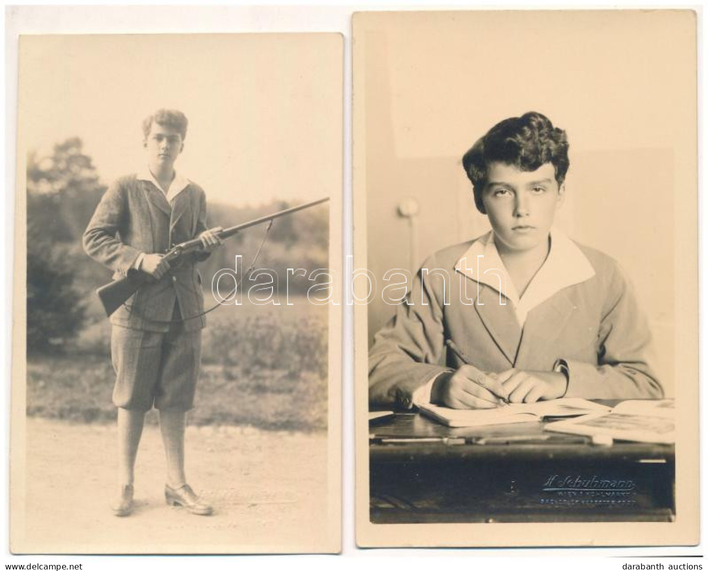 ** 1927 Ottó Trónörökös - 2 Db Eredeti Fotó Képeslap / Otto Von Habsburg - 2 Original Photo Postcards (H. Schuhmann Foto - Unclassified