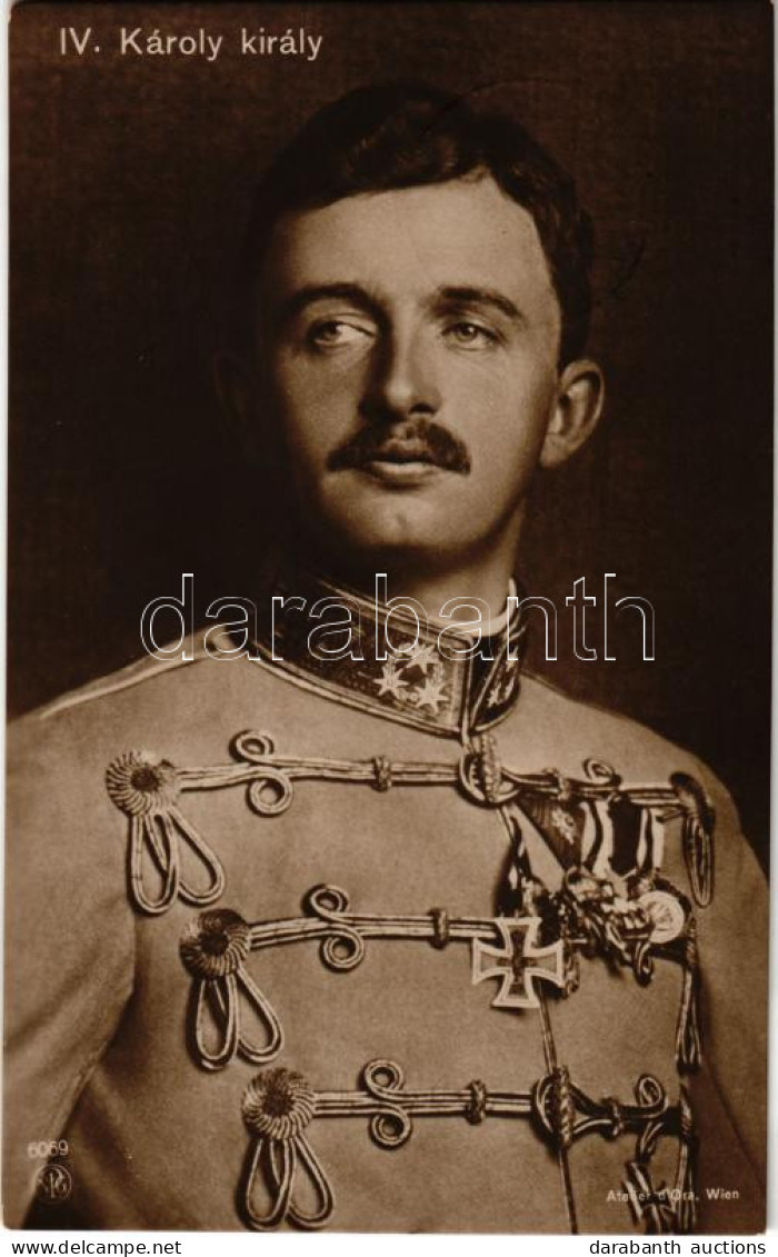 * T1/T2 IV. Károly / Charles I Of Austria. Atelier D'Ora Wien + "1916 IV. Károly Király Koronázása Napján" So. Stpl - Zonder Classificatie