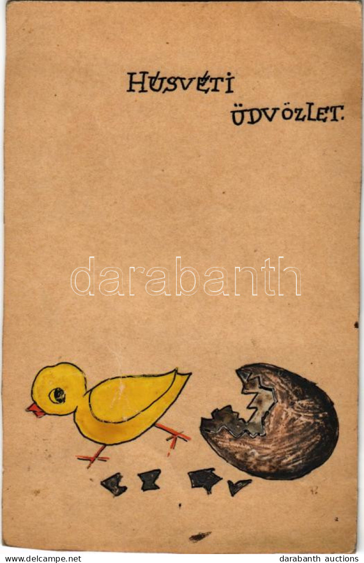 T2/T3 1932 Húsvéti üdvözlet, Kicsibe. Kézzel Festett / Hand-painted Easter Greeting (EK) - Non Classés