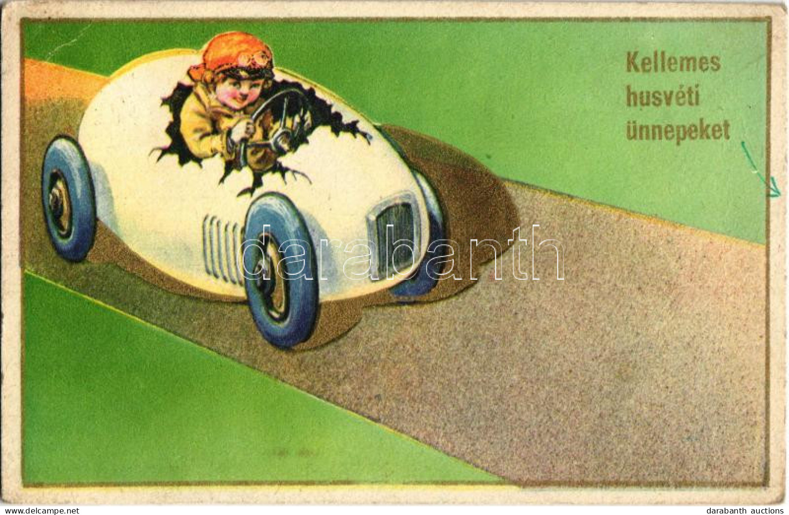 T2/T3 1943 Kellemes Húsvéti ünnepeket! Tojás Autó / Easter Greeting, Egg Automobile. Cecami N. 7186. (EB) - Ohne Zuordnung