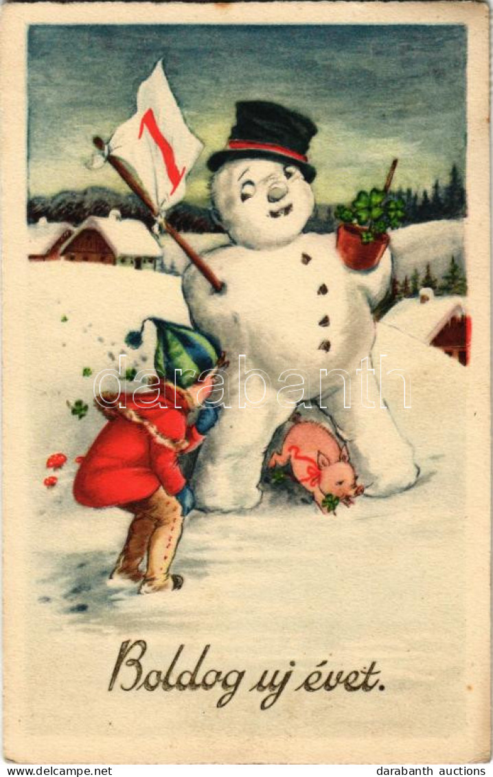 T2 Boldog új évet! Hóember / New Year Greeting, Snowman. Erika Nr. 5356. - Sin Clasificación