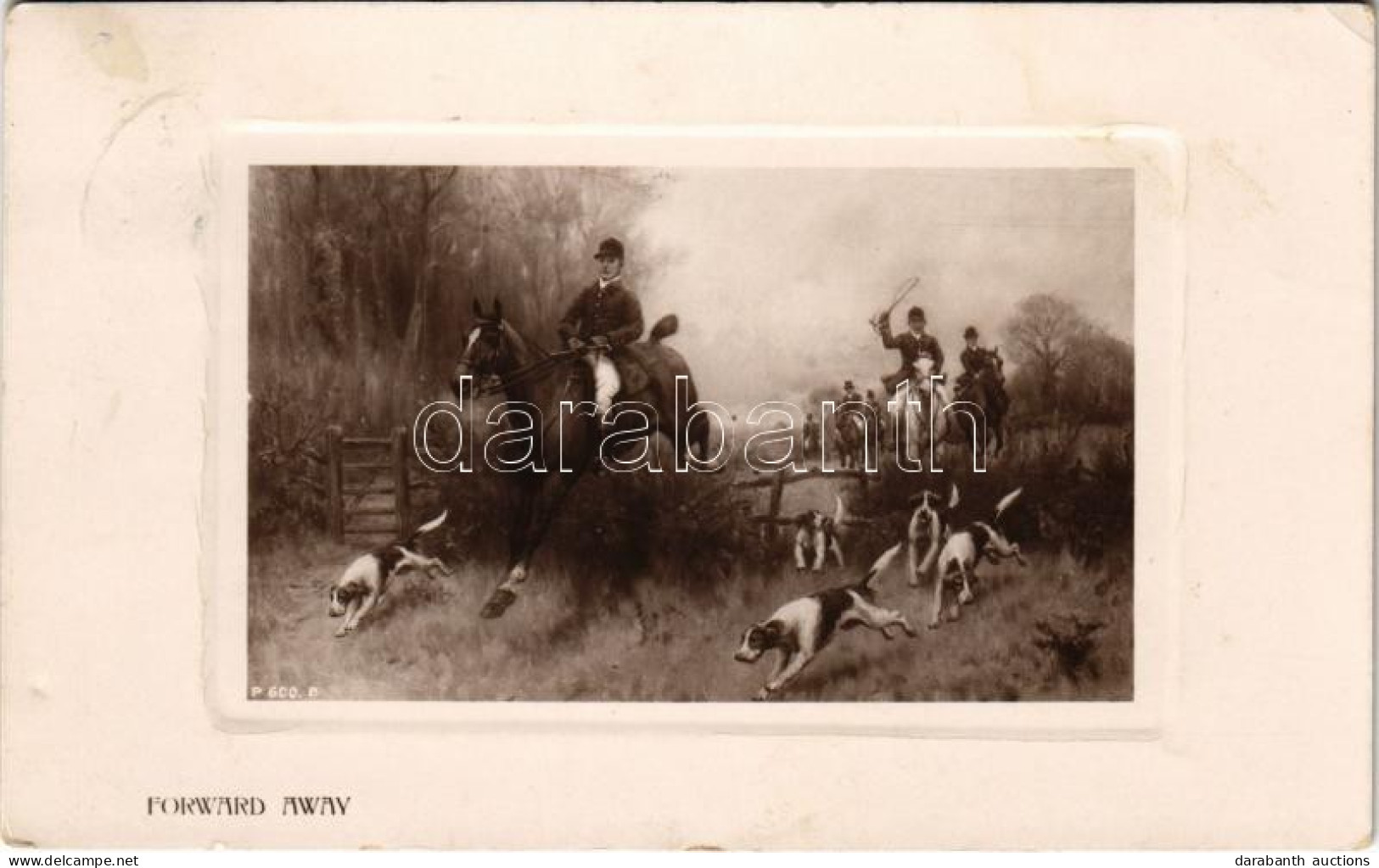 T2/T3 1910 "Forward Away" Hunting Art Postcard. Rotary Photographic Plate Sunk Gem Series (EK) - Non Classés
