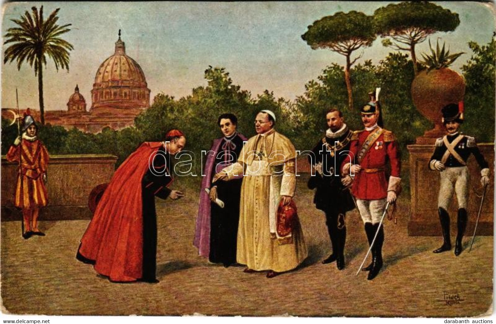 ** T2/T3 S. S. Pio XI E La Sua Corte Nei Giardini Vaticani / Pope Pius XI And His Court In The Vatican Gardens (EK) - Non Classés