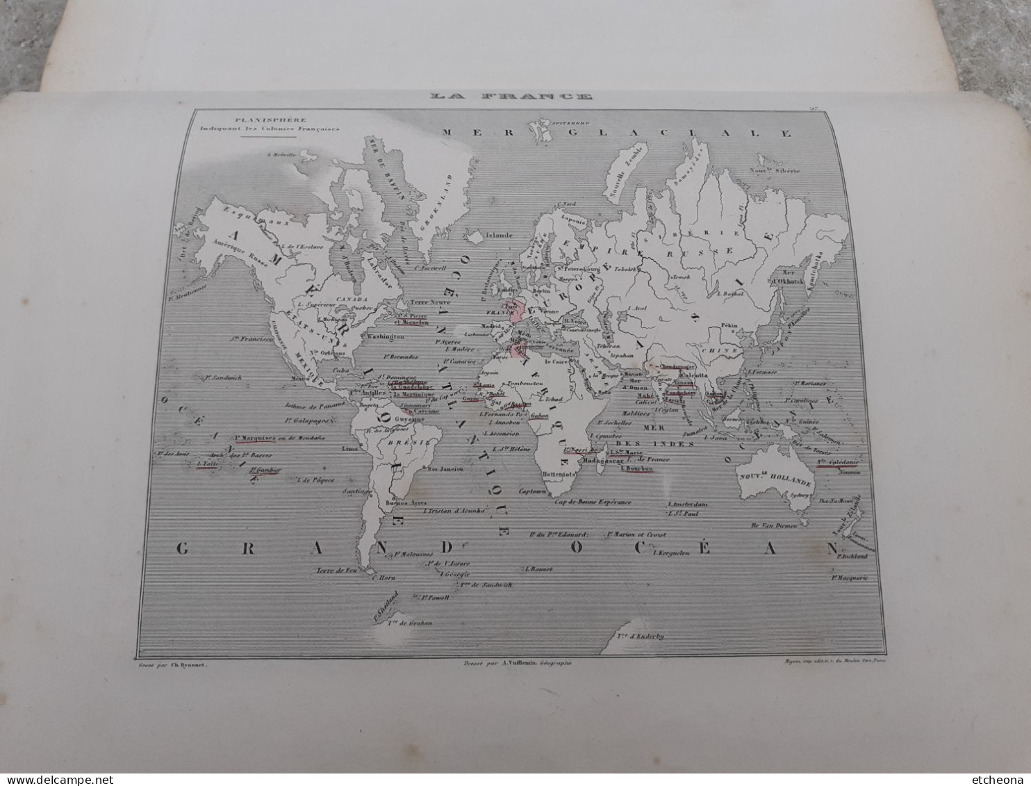 La France et ses colonies Atlas Migeon Illustré avec 105 cartes, ponts et Chaussées, dépot de la Guerre et de la Marine