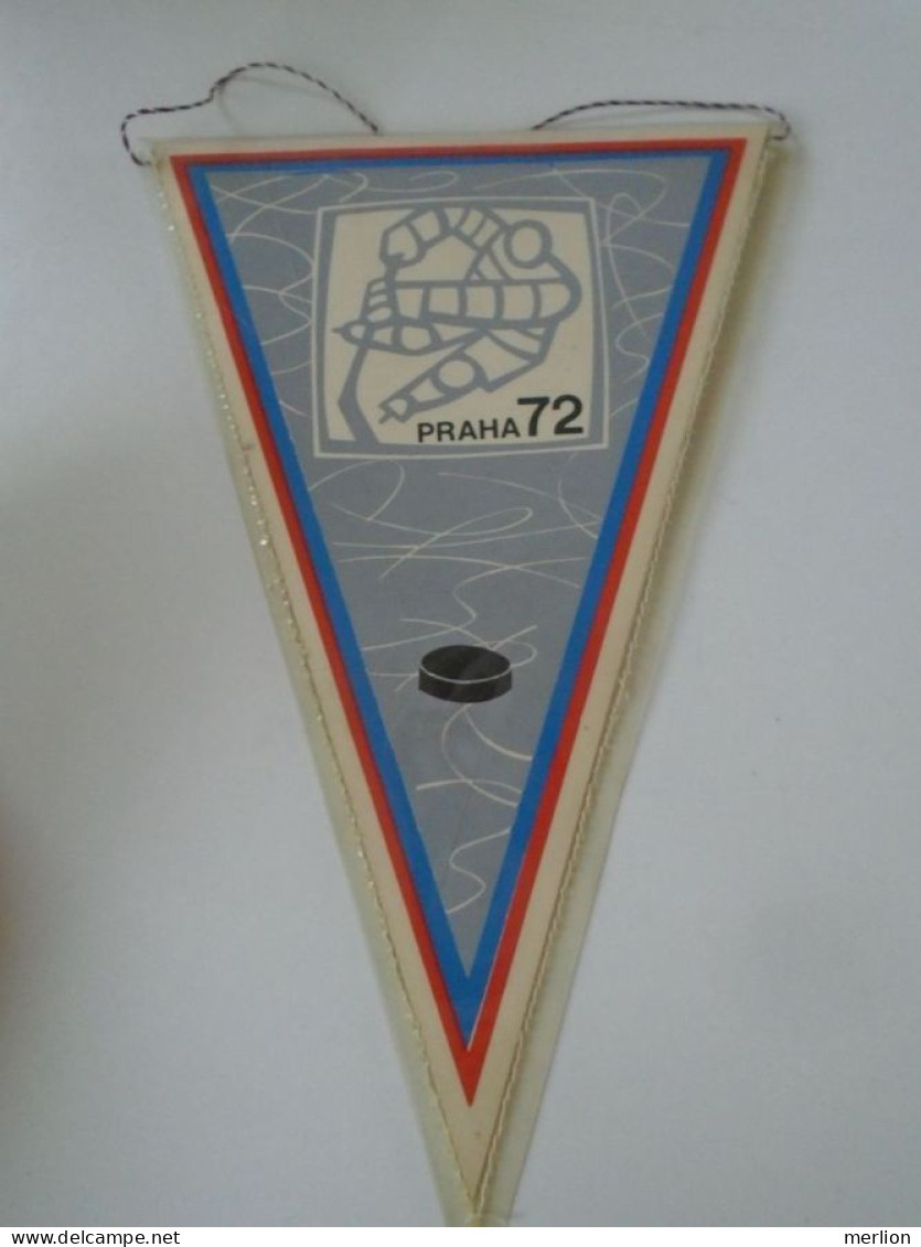 D202174  ICE HOCKEY 1972 Praha  Czechoslovakia  - FANION -Wimpel - Pennon -   240 X 140 Mm - Sports D'hiver