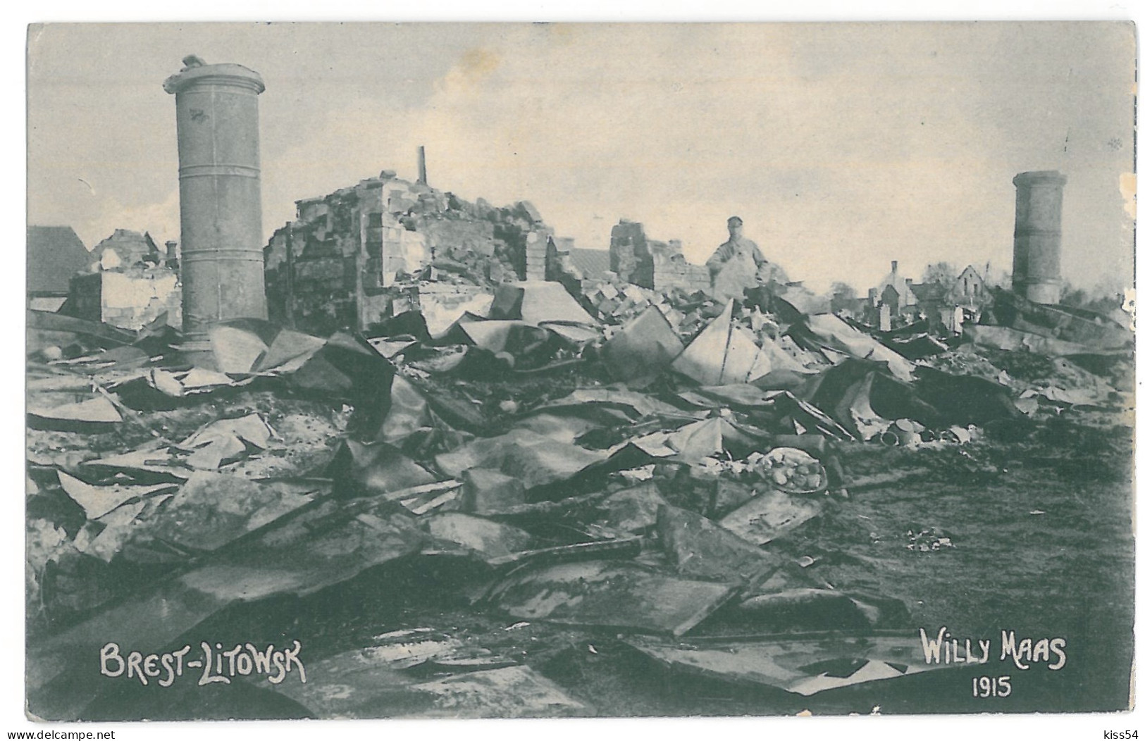 BL 35 - 14070 BREST LITOWSK, Belarus, Bombed Houses - Old Postcard, CENSOR - 1916 - Wit-Rusland