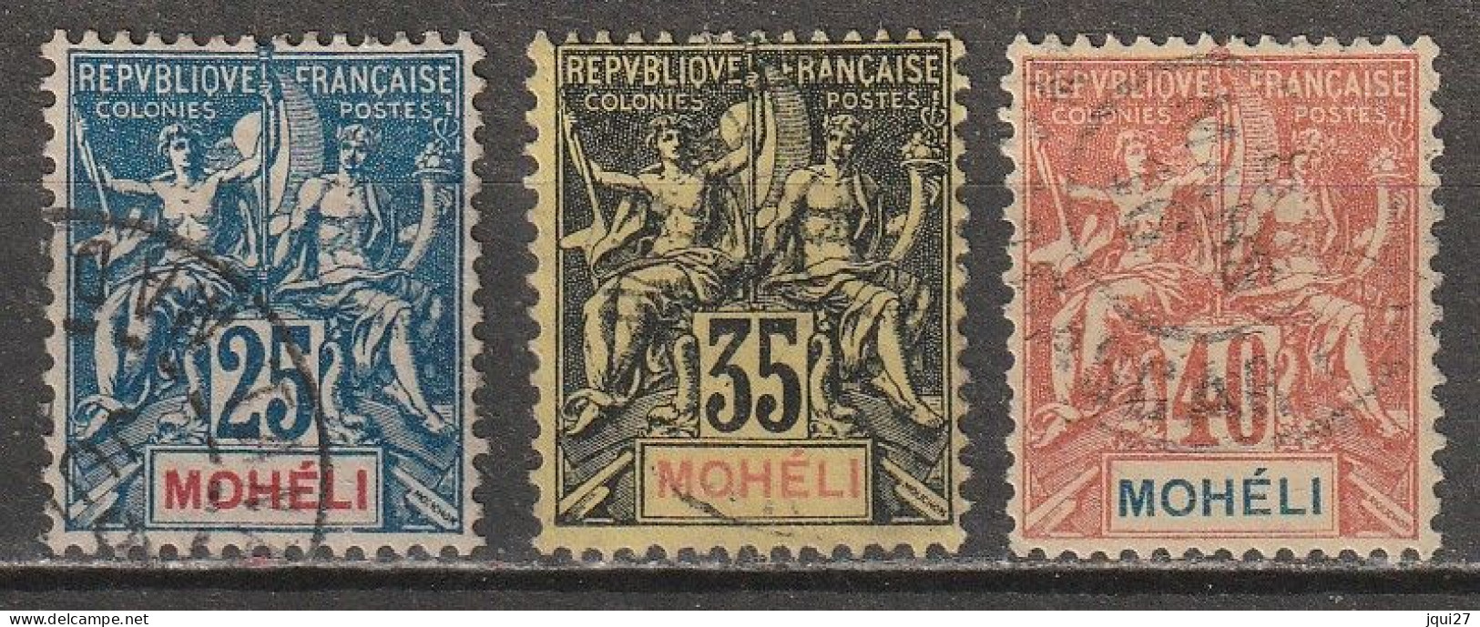 Mohéli N° 7, 9, 10 - Used Stamps