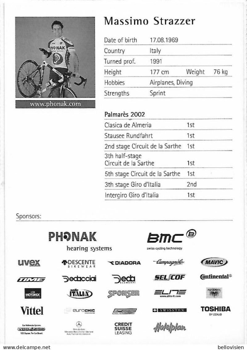 EQUIPE PHONAK - Massimo Strazzer - Cyclisme