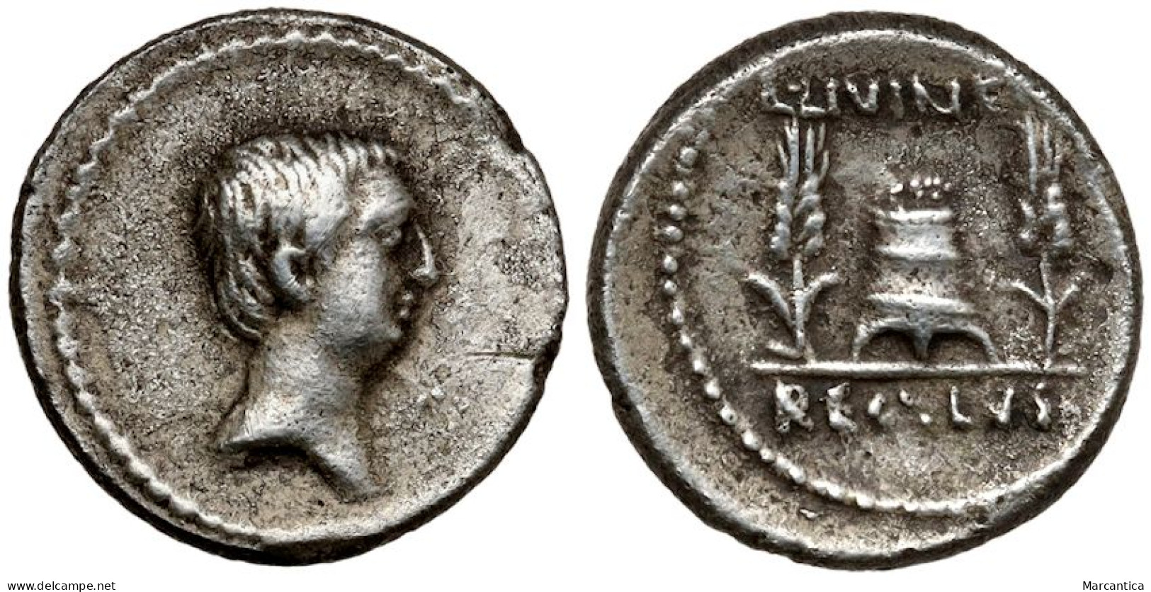 L.Livineius Regulus. 42 BC. AR Denarius - República (-280 / -27)