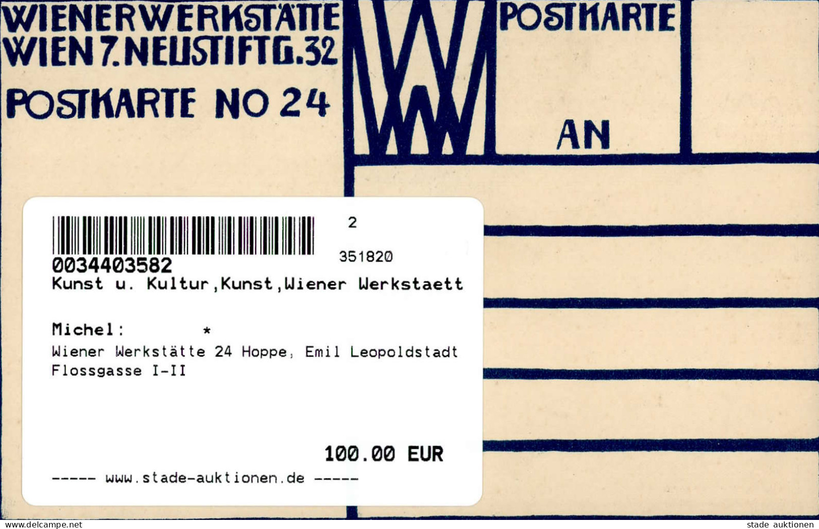 Wiener Werkstätte 24 Hoppe, Emil Leopoldstadt Flossgasse I-II - Wiener Werkstätten