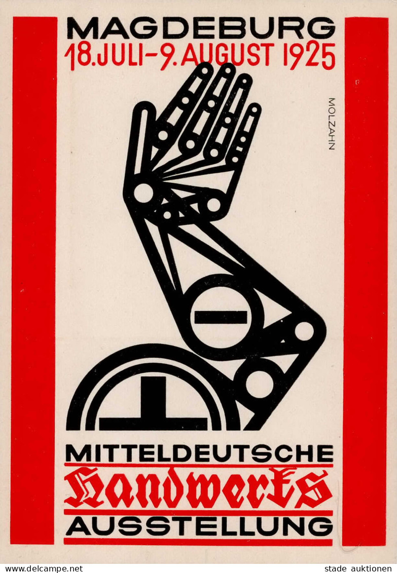 BAUHAUS-STIL - MAGDEBURG MITTELDEUTSCHE HANDWERKS-AUSSTELLUNG 1925 Künstlerkarte Sign. Molzahn I - Non Classés