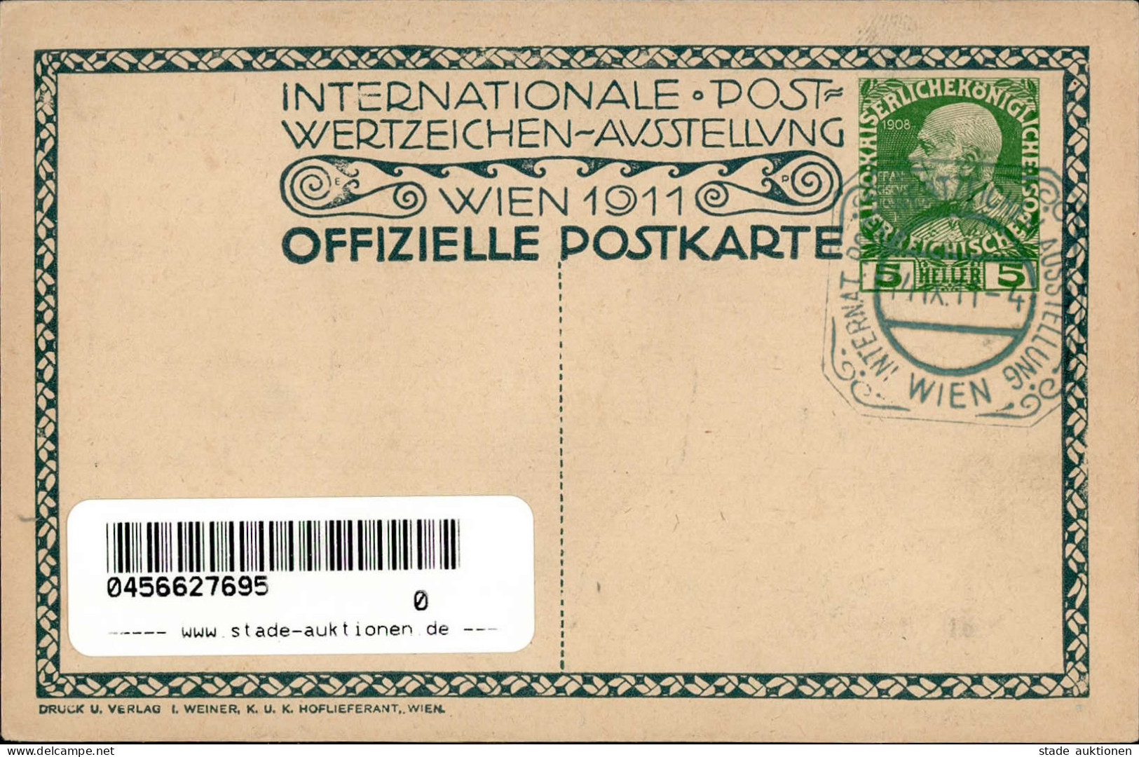 PUCHINGER,Erwin - INT. POST-WERTZEICHEN-AUSSTELLUNG SECESSION WIEN 1911 (5 H.-GSK) Mit S-o I - Other & Unclassified