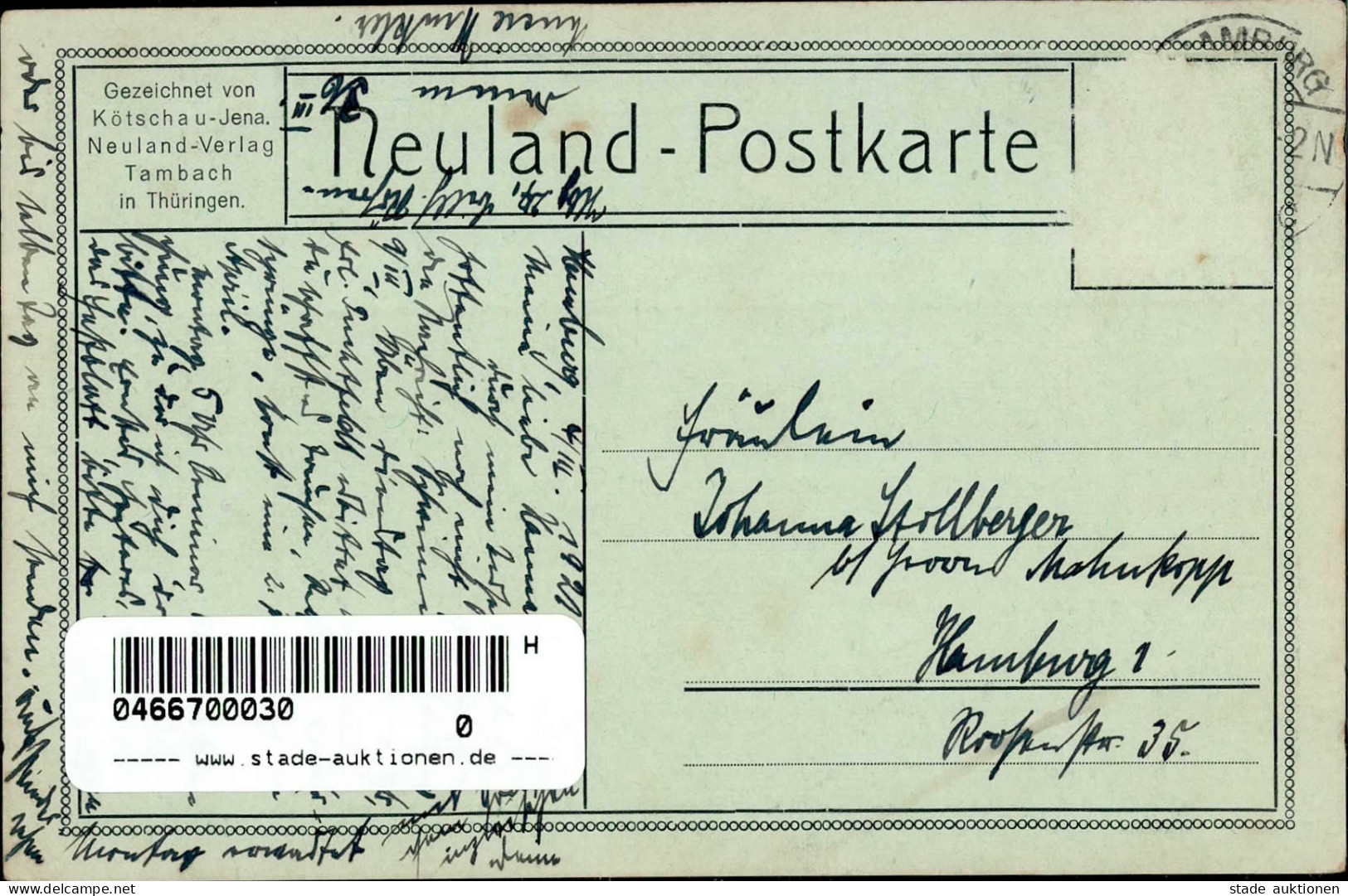Kötschau, Georg Neuland-Postkarte 1921 I-II - Other & Unclassified