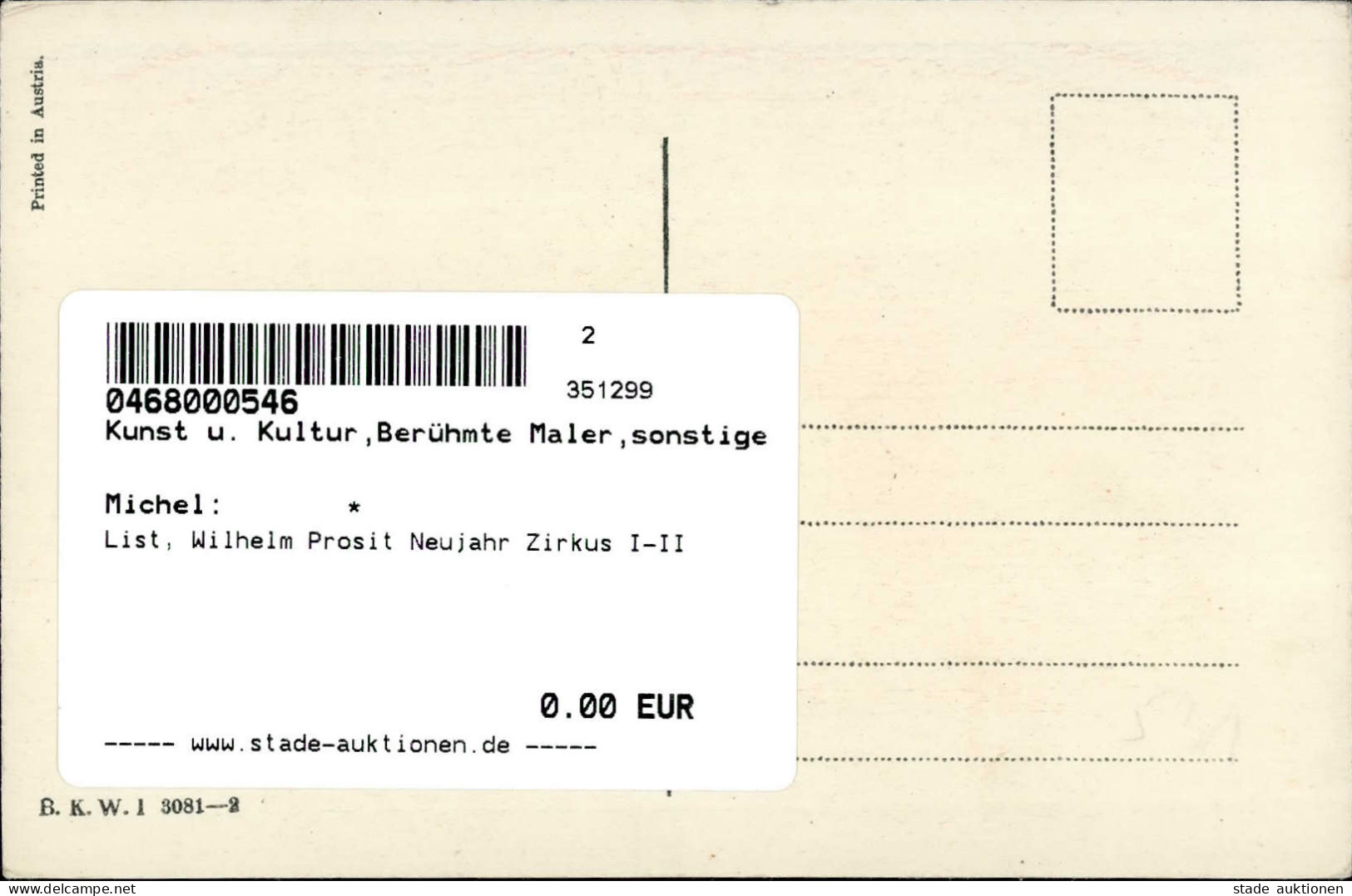 List, Wilhelm Prosit Neujahr Zirkus I-II Bonne Annee - Other & Unclassified