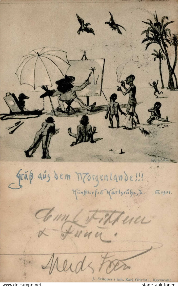 Kunstgeschichte Karlsruhe Künstlerfest 1901 Morgenland II (fleckig) - Other & Unclassified