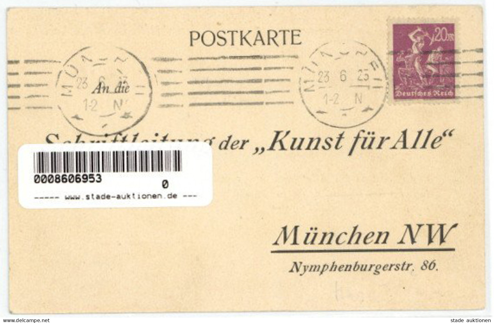 Kunstgeschichte München Troendle, Hugo Handschriftlich Ausgefüllte Karte Für Die Zeitschrift Kunst Für Alle 1923 I-II - Autres & Non Classés