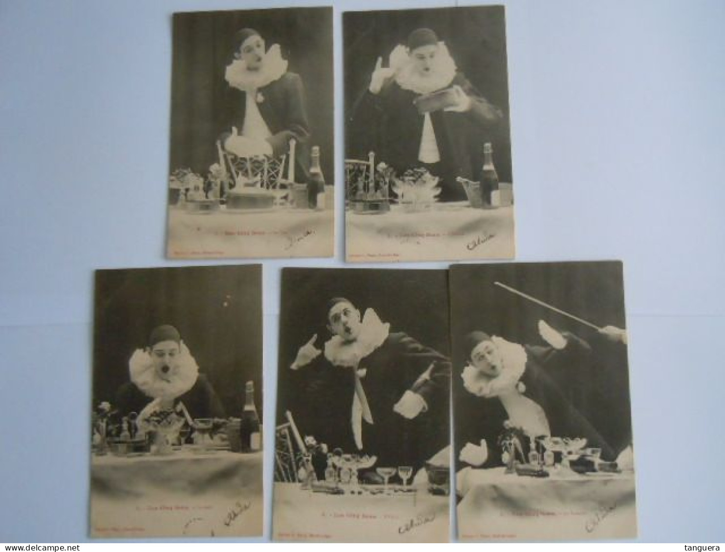 Série Complete 5 Cpa Pierrot Les Cinq Sens Edition G. Fénix, Herstal Circulée 1903 Malines (702) - Cirque