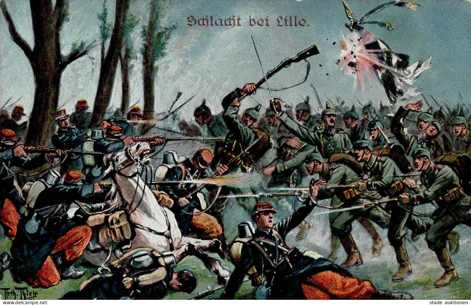 Thiele, Arthur Schlacht Bei Lille I-II (RS Klebereste) - Thiele, Arthur