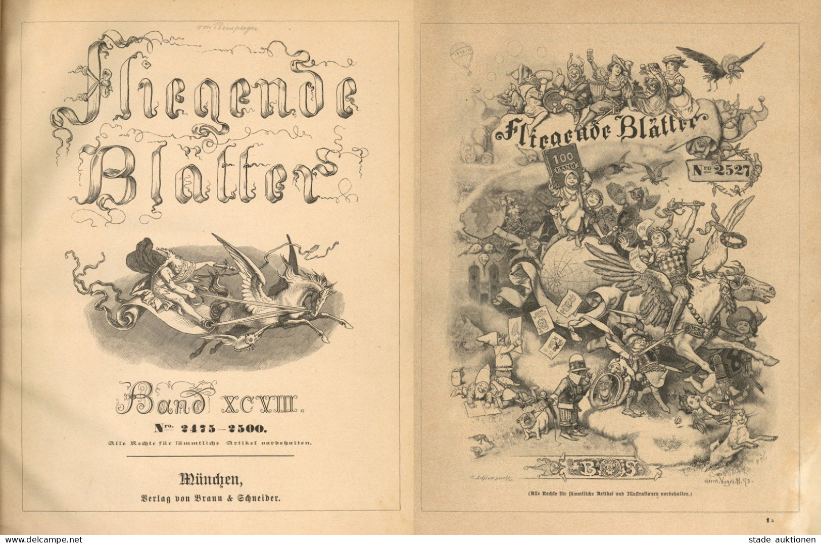 Verlag Fliegende Blätter 2 Bände 2475-2500 Und 2527-2552 1893/94, Verlag Braun Und Schneider München, 476 S. II - Ohne Zuordnung