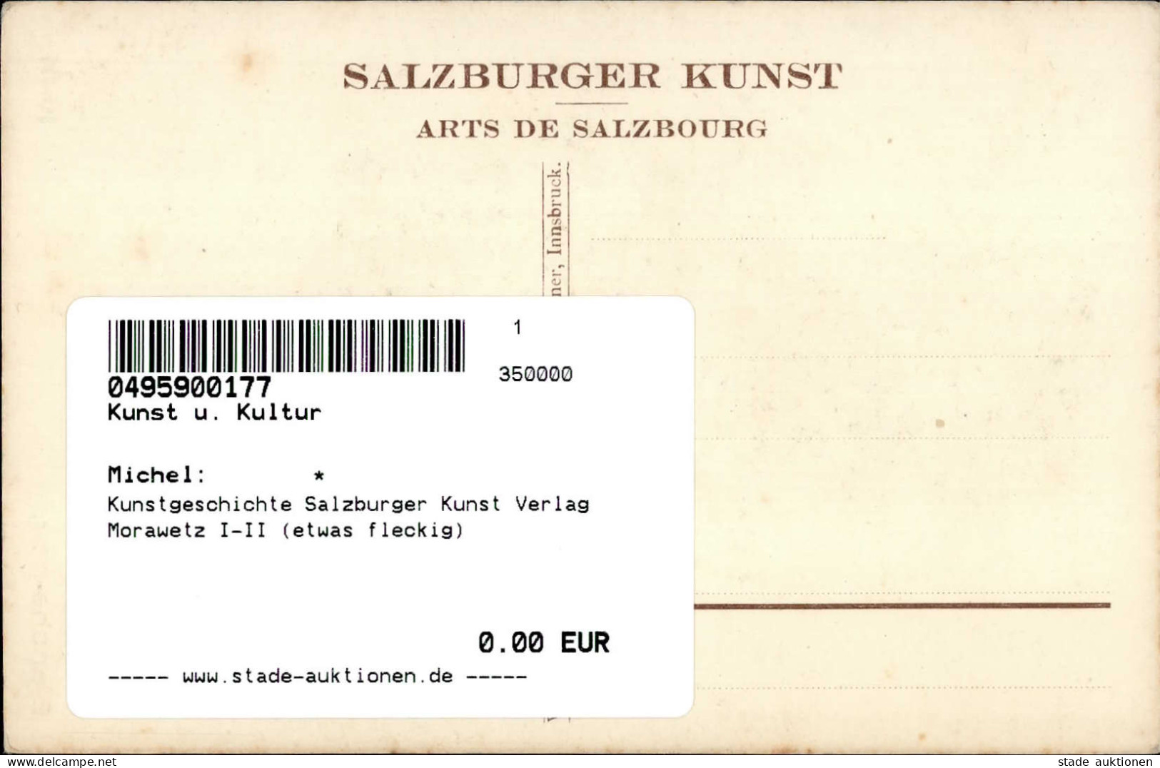 Kunstgeschichte Salzburger Kunst Verlag Morawetz I-II (etwas Fleckig) - Ohne Zuordnung