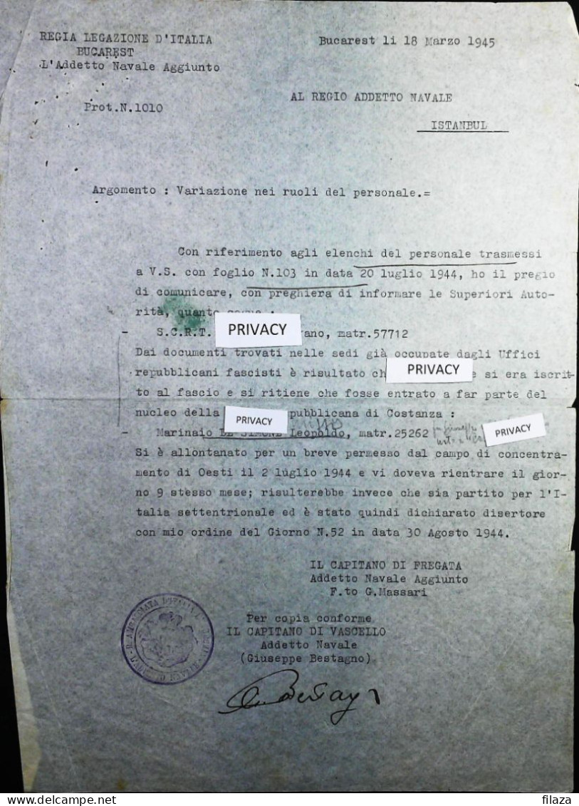 WW2 – 1944 BUCAREST - ISTANBUL - DOCUMENTO MILITARE - S6936 - Documents