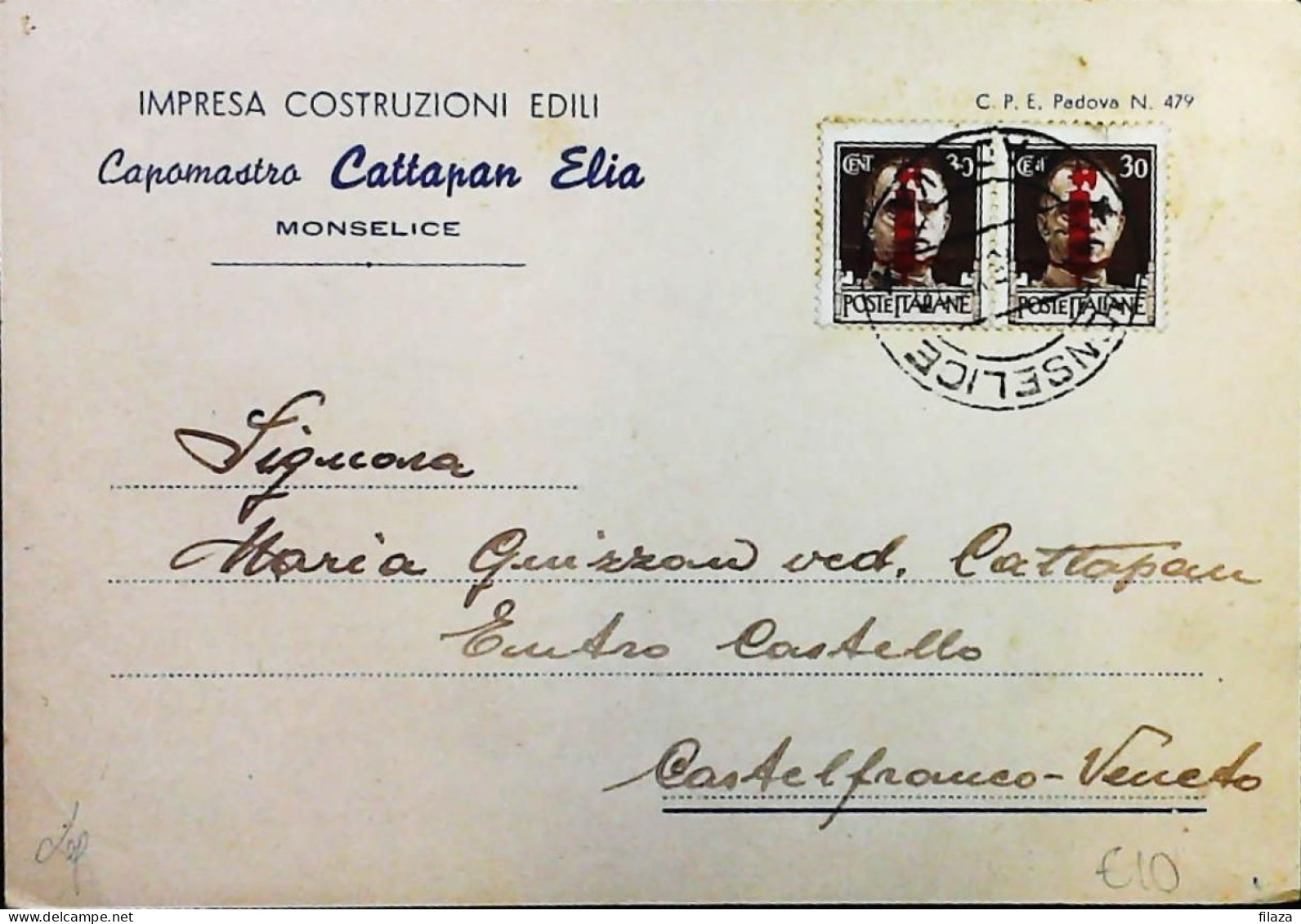 RSI 1943 - 1945 Lettera / Cartolina Da Monselice (Padova)  - S7508 - Marcofilie