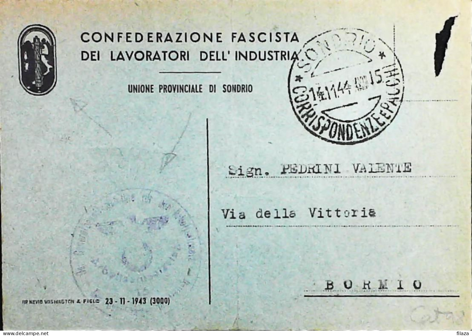 RSI 1943 - 1945 Lettera / Cartolina Da Sondrio + Bollo Con Aquila Tedesco  - S7448 - Marcophilie