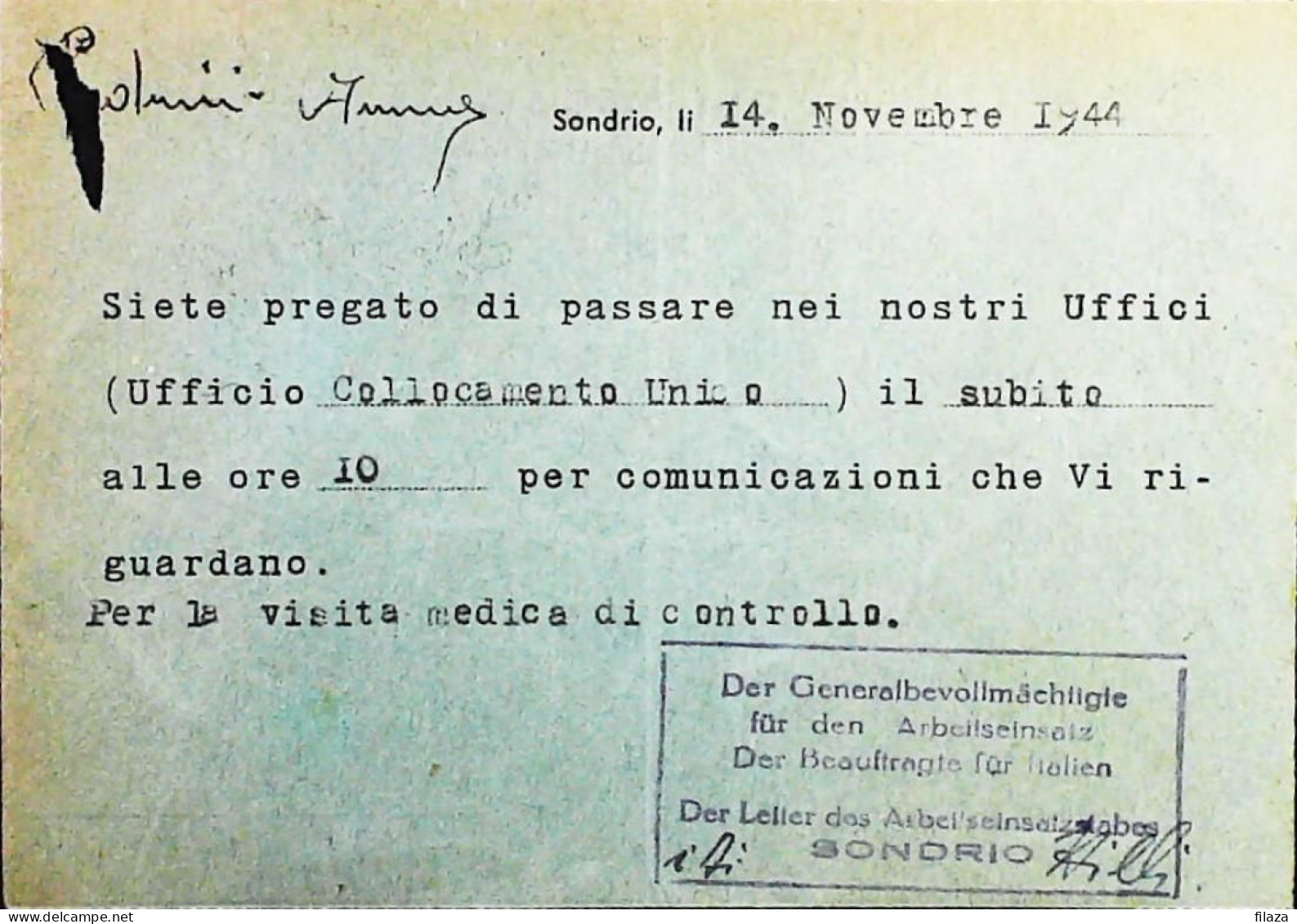 RSI 1943 - 1945 Lettera / Cartolina Da Sondrio + Bollo Con Aquila Tedesco  - S7448 - Marcofilía