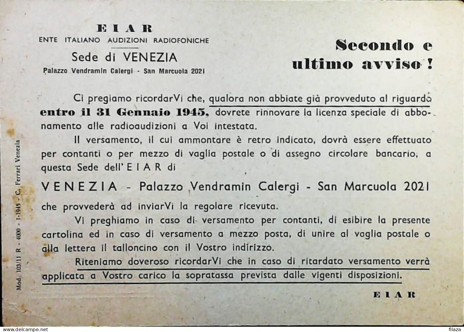 RSI 1943 - 1945 Lettera / Cartolina Da Padova - S7464 - Marcofilía