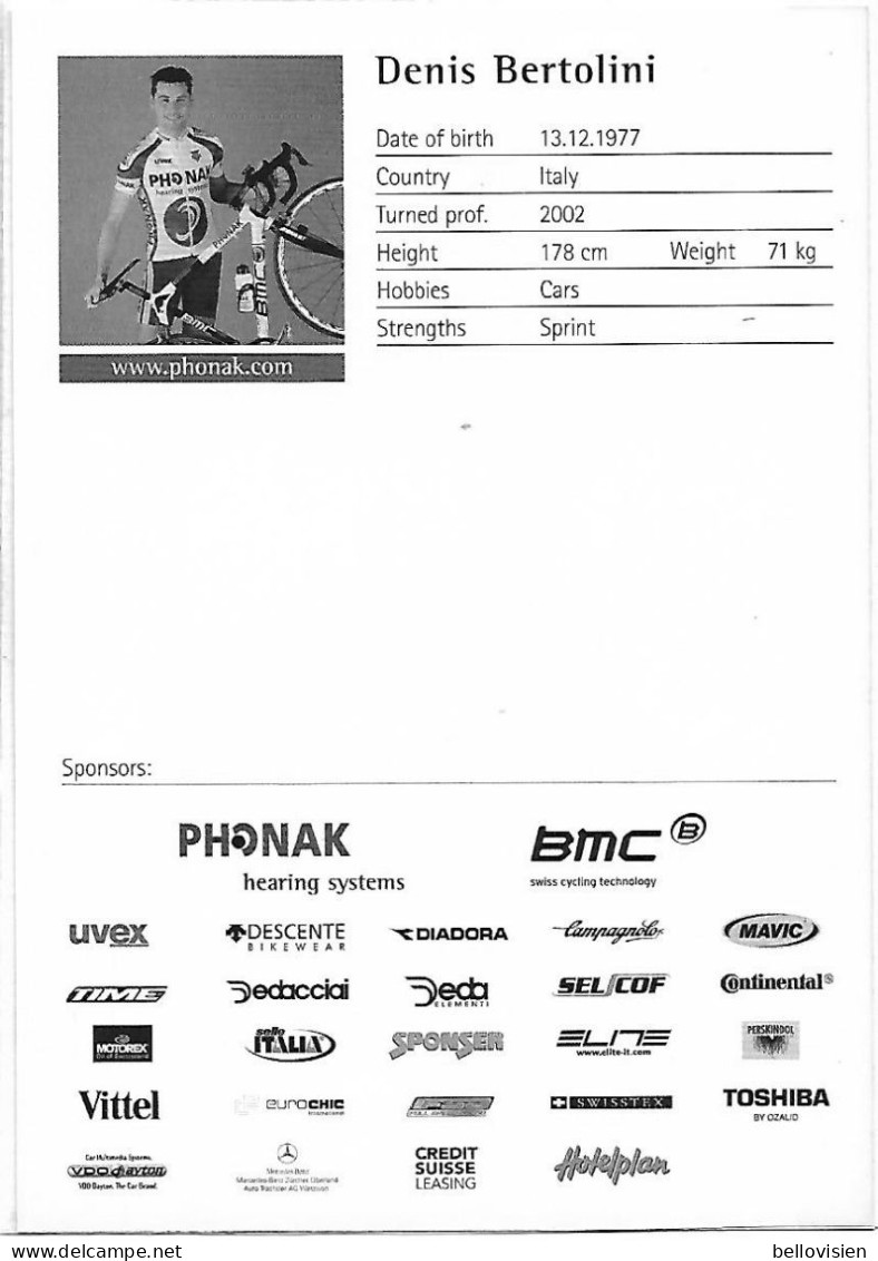 EQUIPE PHONAK - Denis Bertolini - Cycling