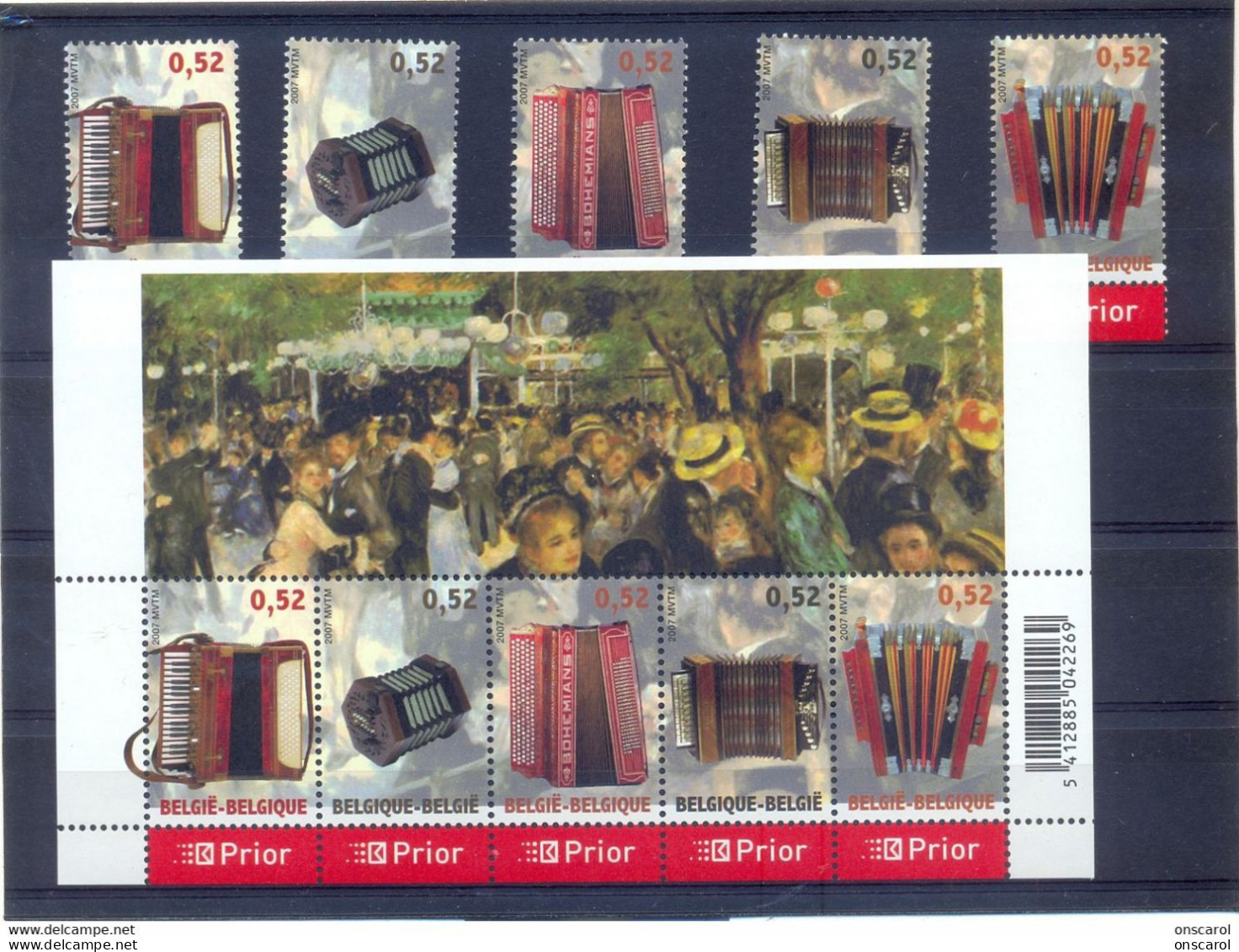 BL139 + 3611/3615 Postgaaf ** MNH  ACCORDEON - 1961-2001