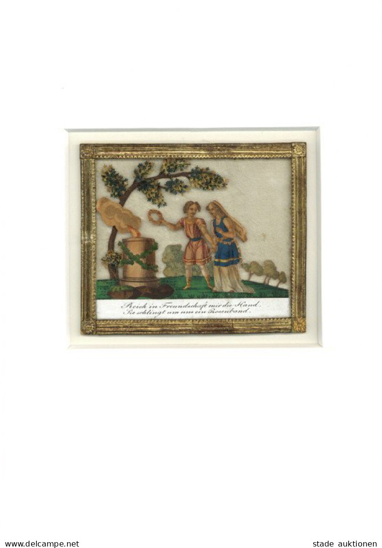 Freundschaftsbild Biedermeier Ca. 1810/20 Mit Applikation (7x8 Cm) I-II - Unclassified