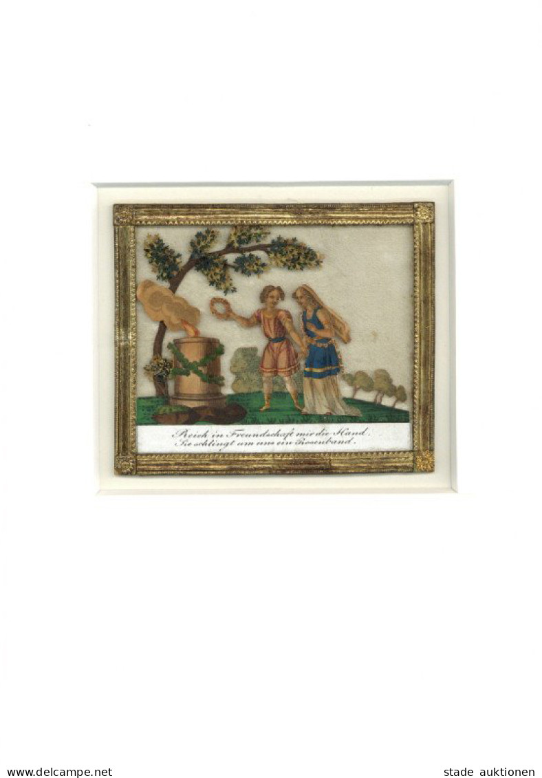 Freundschaftsbild Biedermeier Ca. 1810/20 Mit Applikation (7x8 Cm) I-II - Sin Clasificación