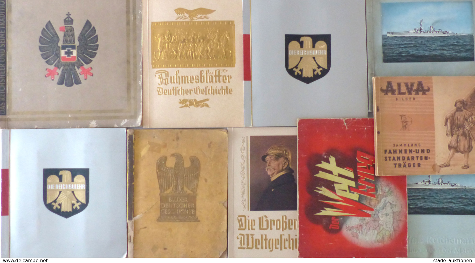 Sammelbild-Album Lot Mit 10 Stück Militär Geschichte Politik In Unterschiedlicher Erhaltung - Autres & Non Classés