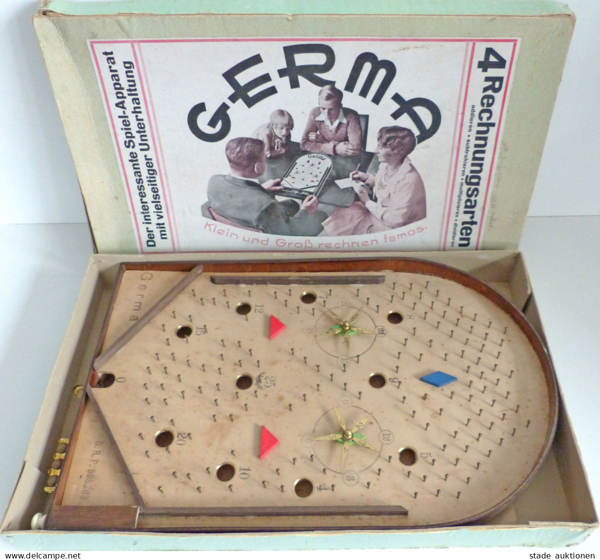 Spielzeug GERMA Spiel-Apparat 4 Rechnungsarten Um 1930, Mit Original-Schachtel Und Anleitung, Voll Funktionsfähig II Jou - Giochi, Giocattoli