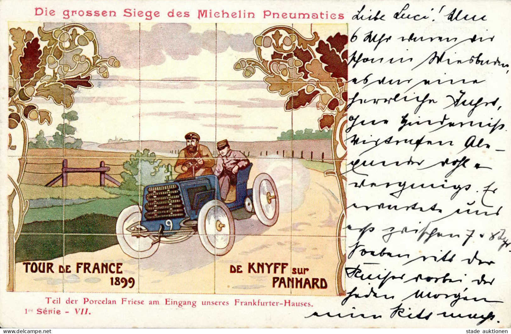 MICHELIN - TOUR De FRANCE 1899 De KNYFF Sur PANHARD  Grosse Siege Des Michelin Pneumatic (Serie I/VII) I-II - Publicidad
