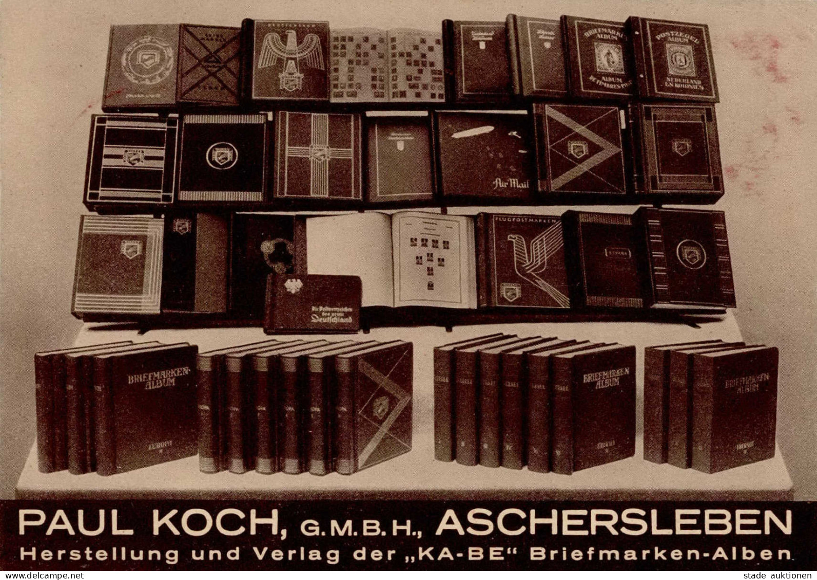 Werbung/Reklame Postkarte Paul Koch Aschersleben Herstellung U. Verlag Der KABE-Briefmarken-Alben, Gelaufen 1943 I-II (m - Publicidad