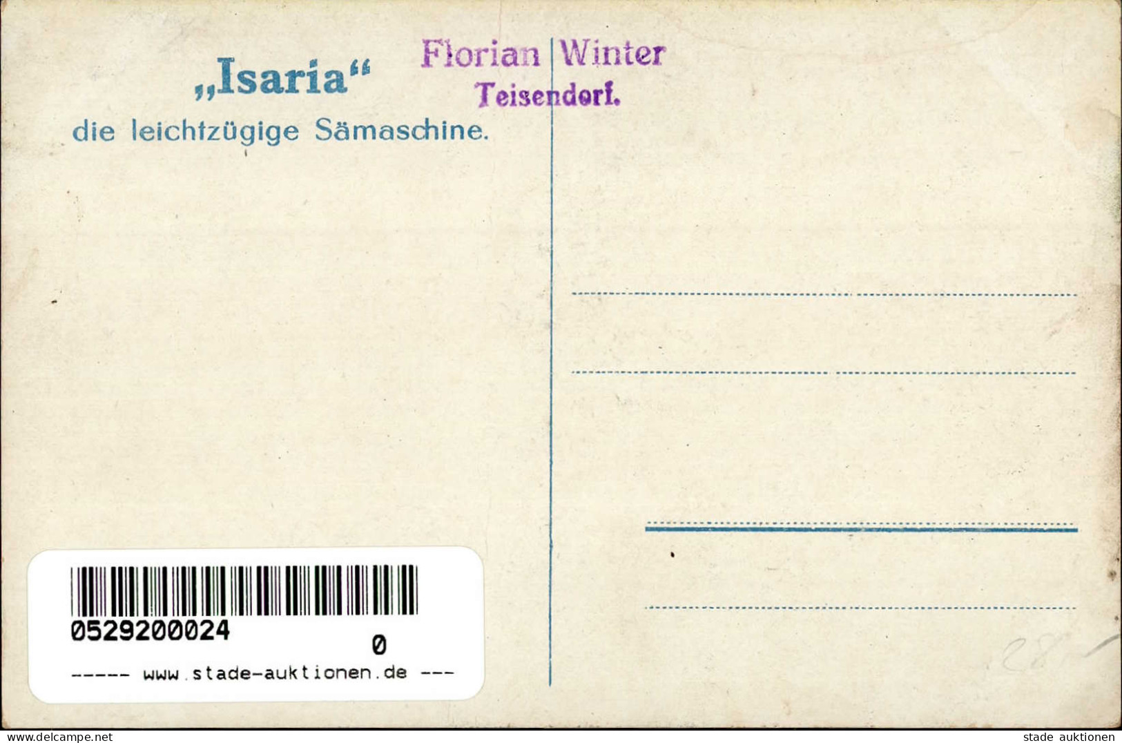 Werbung Isaria Sämaschine I-II Publicite - Werbepostkarten