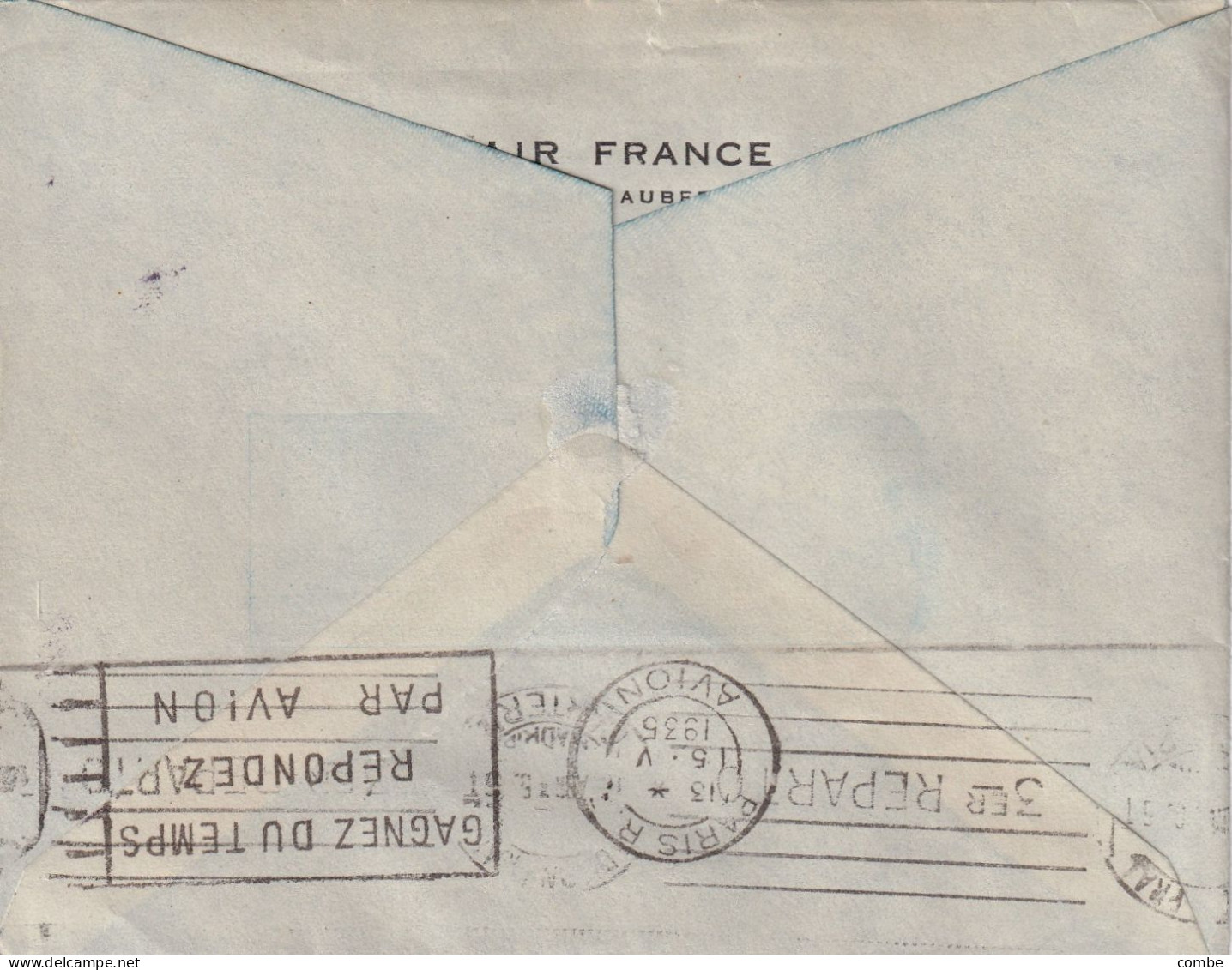 LETTRE. 15 5 35. PA N° 7 SEUL. PARIS AIR FRANCE. PAR AVION. PARIS-MADRID-BORDEAUX - Cartas & Documentos